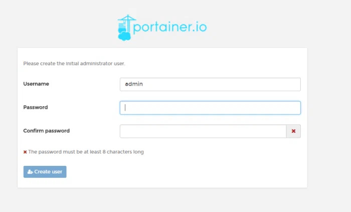 Вход в Portainer